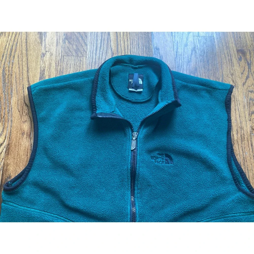 VTG 90s The North Face Vest Mens Size Medium Full Zip Fleece Green USA Made